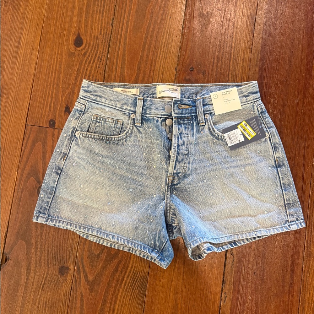 Universal Thread Light Wash Bedazzled Denim Shorts
